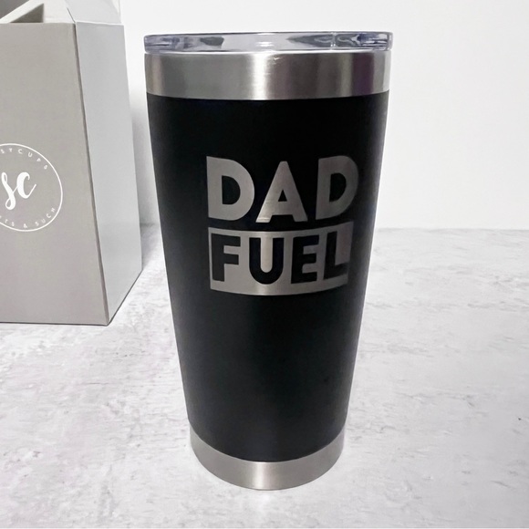 SassyCups Dad Fuel 20 Oz Engraved Black Stainless Steel Insulated Travel Mug NWT - Picture 8 of 13